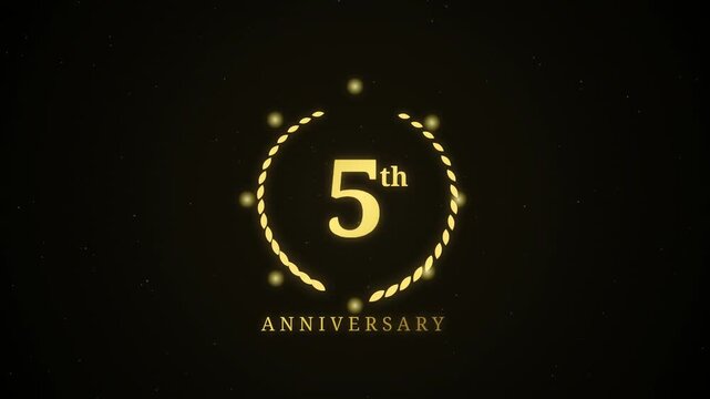 Elegant 5th Anniversary Logo Animation with Gold Dots and Light Effects