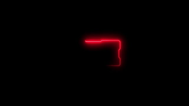glowing neon red color square rectangle picture frame icon animation display neon box footage shape round seamless border retro movement on black background