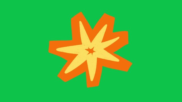 Animated Orange Starburst Yellow Star Center Paper Cutout Green Screen
