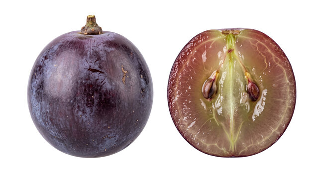 Fresh Whole and Sliced Grape Fruit Isolated PNG Transparent Background