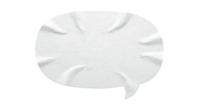 Crumpled White Paper Speech Bubble Isolated Element