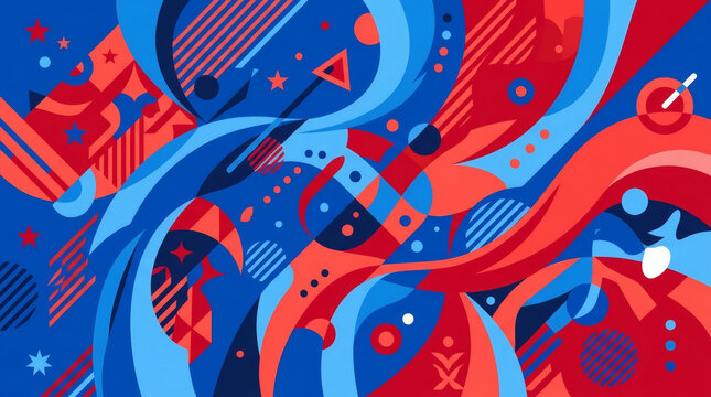 Abstract Red And Blue Geometric Background With Dynamic Waves And Modern Graphic Pattern

