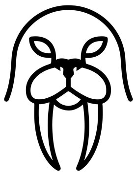 Minimalist black walrus head icon