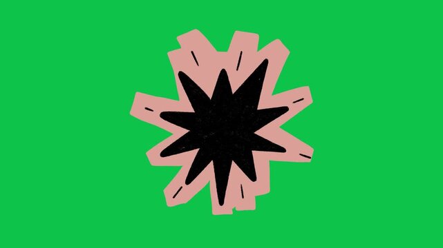 Animated Black Starburst Impact Burst Pink Paper Cutout Green Screen