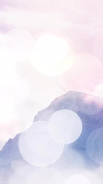 Animation of christmas white light spots over winter landscape with snow covered trees