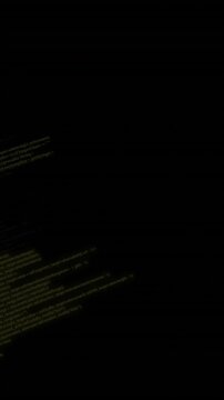Animation of green data processing on black background