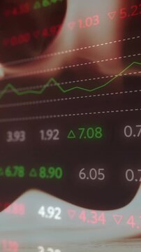 Animation of financial data processing over flames