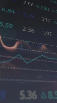Animation of financial data processing over flames