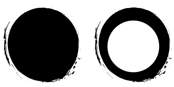 Black Grunge Circle Shape. Distressed Round Grunge Texture
