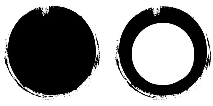 Black Grunge Circle Shape. Vintage Grunge Circle Design