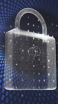 Animation of online security padlock numbers changing and arrows in circle