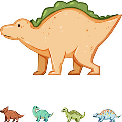 Cute cartoon dinosaur characters collection featuring various prehistoric animals, perfect for children's educational content, playful illustrations, or fun design elements on a white background © PikePicture