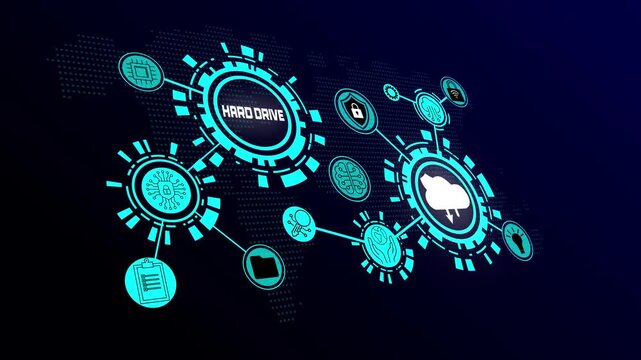 Secure Hard Drive Storage Concept for Modern Digital Data Infrastructure.