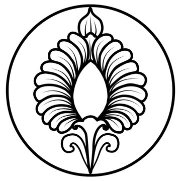 Traditional Thai pattern vector line art