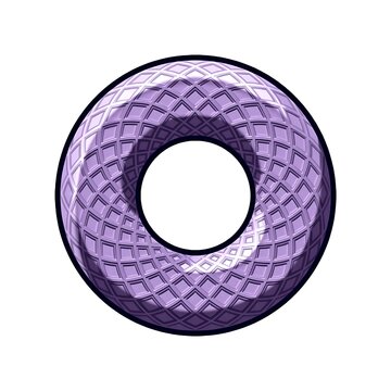 Purple textured torus with a geometric woven surface