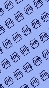 Hand-drawn office printer line art seamless pattern on an abstract vertical background animation with cute doodle desktop printer cartoon wallpaper for document backdrop concept.