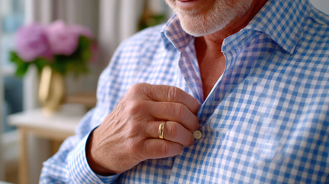 Senior man holding chest in discomfort for heart health awareness and medical education background for healthcare materials