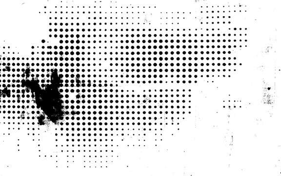 Vintage Print Halftone Ink Background. Dirty Grunge Halftone Dots Texture