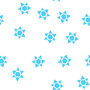 pattern abstract star of david formed from interlocking blue triangles and a central hexagon, minimalist geometric symbol representing jewish faith, culture, identity, and tradition
