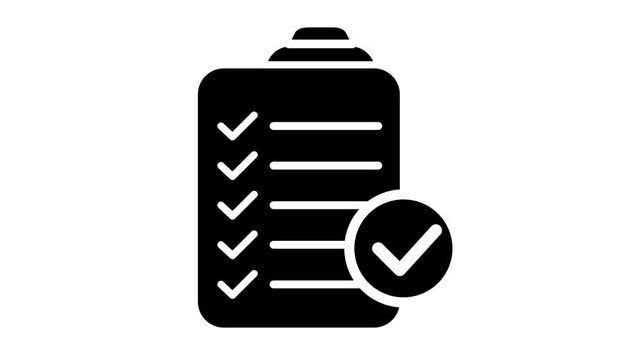 Animated Checklist Clipboard Icon with Checkmarks Appearing Sequentially for Task Completion Concept