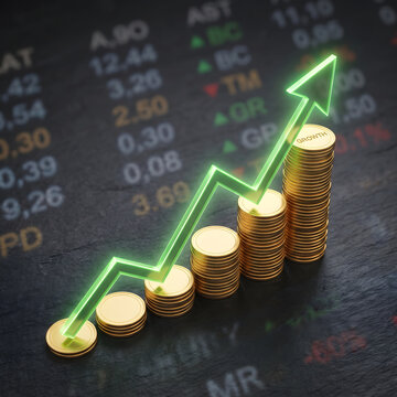 Financial growth graph showing increasing returns on investment.