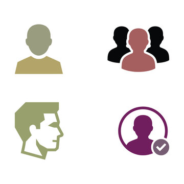 User profile avatar silhouette icon set for account member person male side view portrait identity social symbol interface sign vector graphics