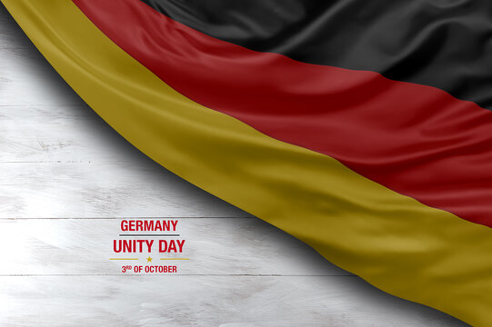 Germany independence day greetings card with flag and white background