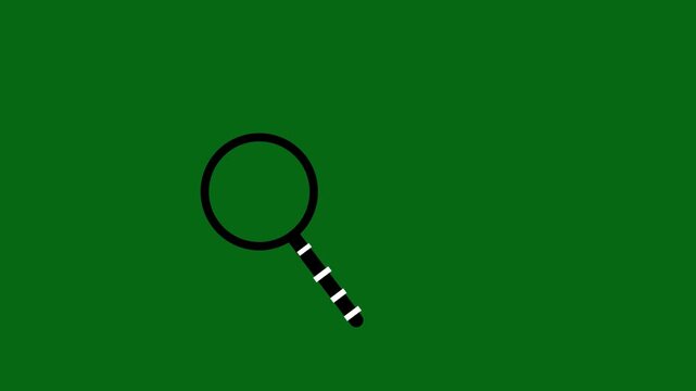 Magnifying glass 2D user profile search icon, Search line icon motion graphic animation with magnifying glass for recruitment and identification. moving over Chroma key on green screen. 4k