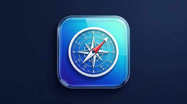 Navigation app icon with compass symbol for mobile interface