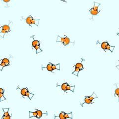 Fototapeta premium seamless pattern soda cocktail character cartoon. music party, cup martini, wine 90s soda cocktail character sign vector