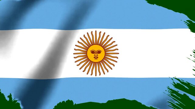 National flag of Argentina with a stylized grunge brush stroke border effect