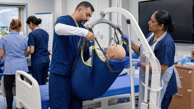 Career Changer Practicing Patient Transfer Skills