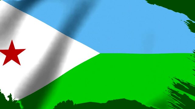 National flag of Djibouti with a grunge textured paint splatter design effect