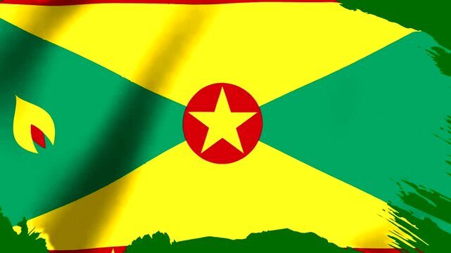 National flag of Grenada featuring yellow green and red colors with a star emblem