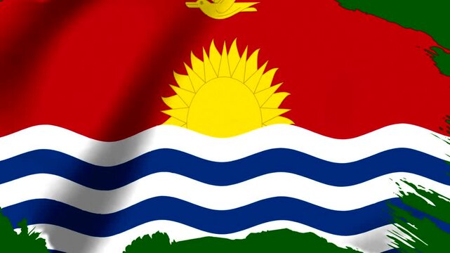 National flag of Kiribati waving with a distressed grunge border design