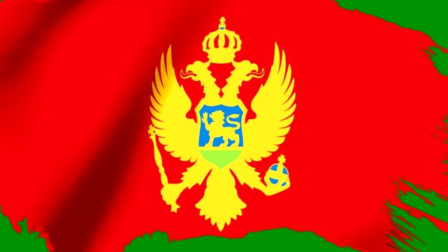 National flag of Montenegro featuring a golden doubleheaded eagle emblem on a red field background