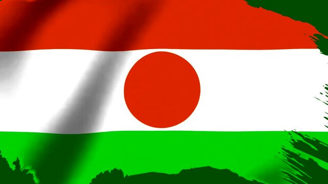 National flag of Niger with artistic grunge brush stroke style effect