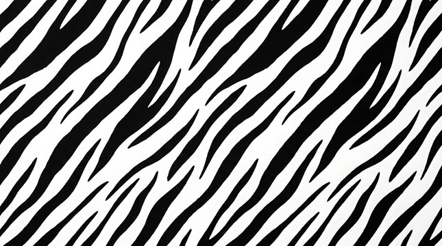 Dynamic black and white zebra stripe pattern, a bold fashion animal print texture. Ideal abstract background for modern graphic design projects