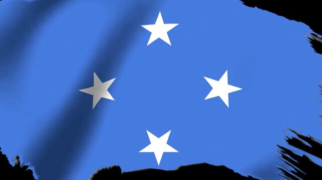 National flag of the Federated States of Micronesia with artistic grunge brush stroke texture