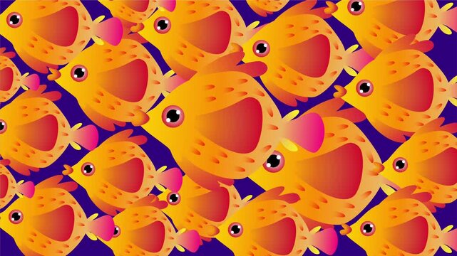 colorful orange fish pattern filling the entire frame background