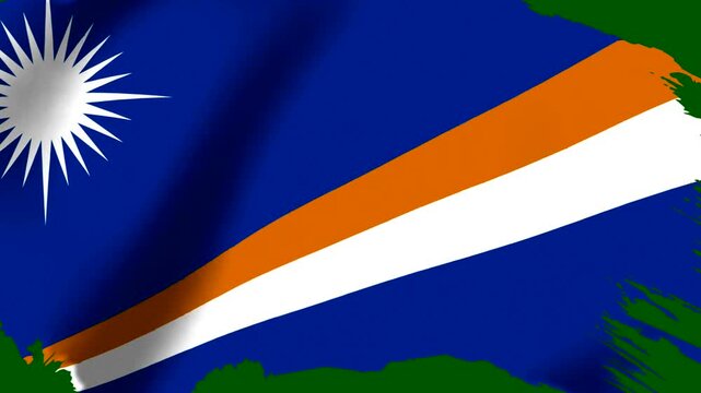 National flag of the Republic of the Marshall Islands with a stylized grunge border effect