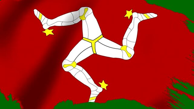 The official flag of the isle of man featuring the triskelion symbol
