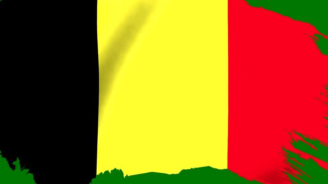 Waving flag of Belgium with a artistic brush stroke effect background