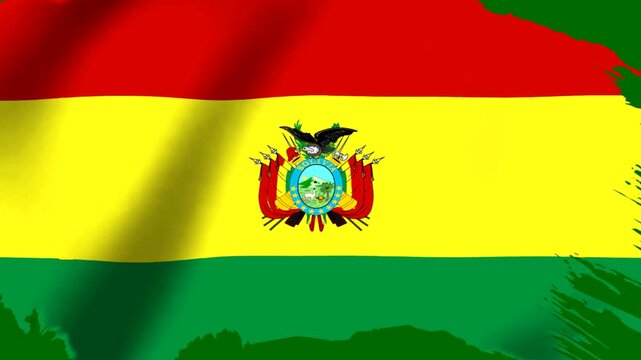 Waving flag of Bolivia with a textured paint brush stroke design effect