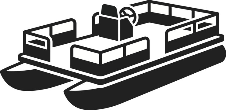 Pontoon boat icon silhouette symbol vector illustration graphic design element