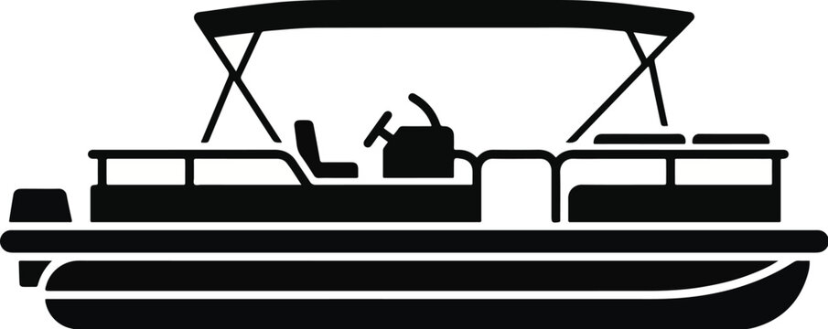 Pontoon boat silhouette icon vector illustration water transport vehicle graphic symbol