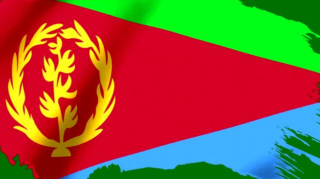 Waving flag of Eritrea with a textured paint brush stroke effect