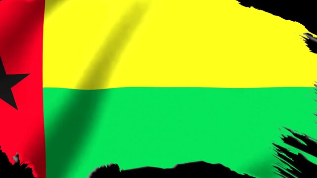 Waving flag of GuineaBissau with a distressed ripped edge texture effect
