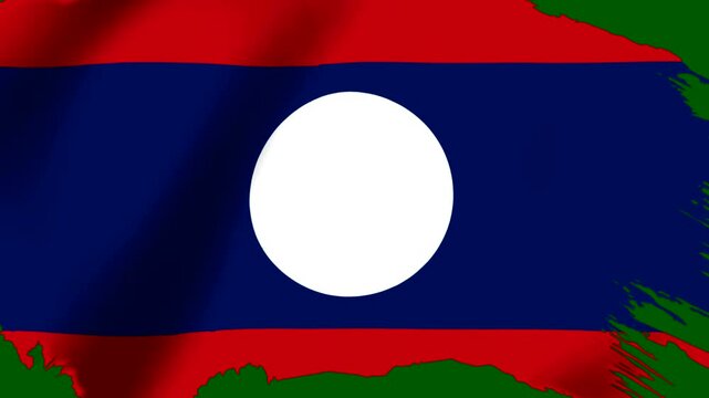 Waving flag of Laos with a textured brush stroke effect representing the national symbol of the Southeast Asian country