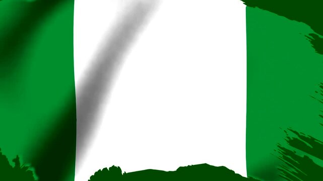 Waving flag of Nigeria with a brush stroke paint effect design
